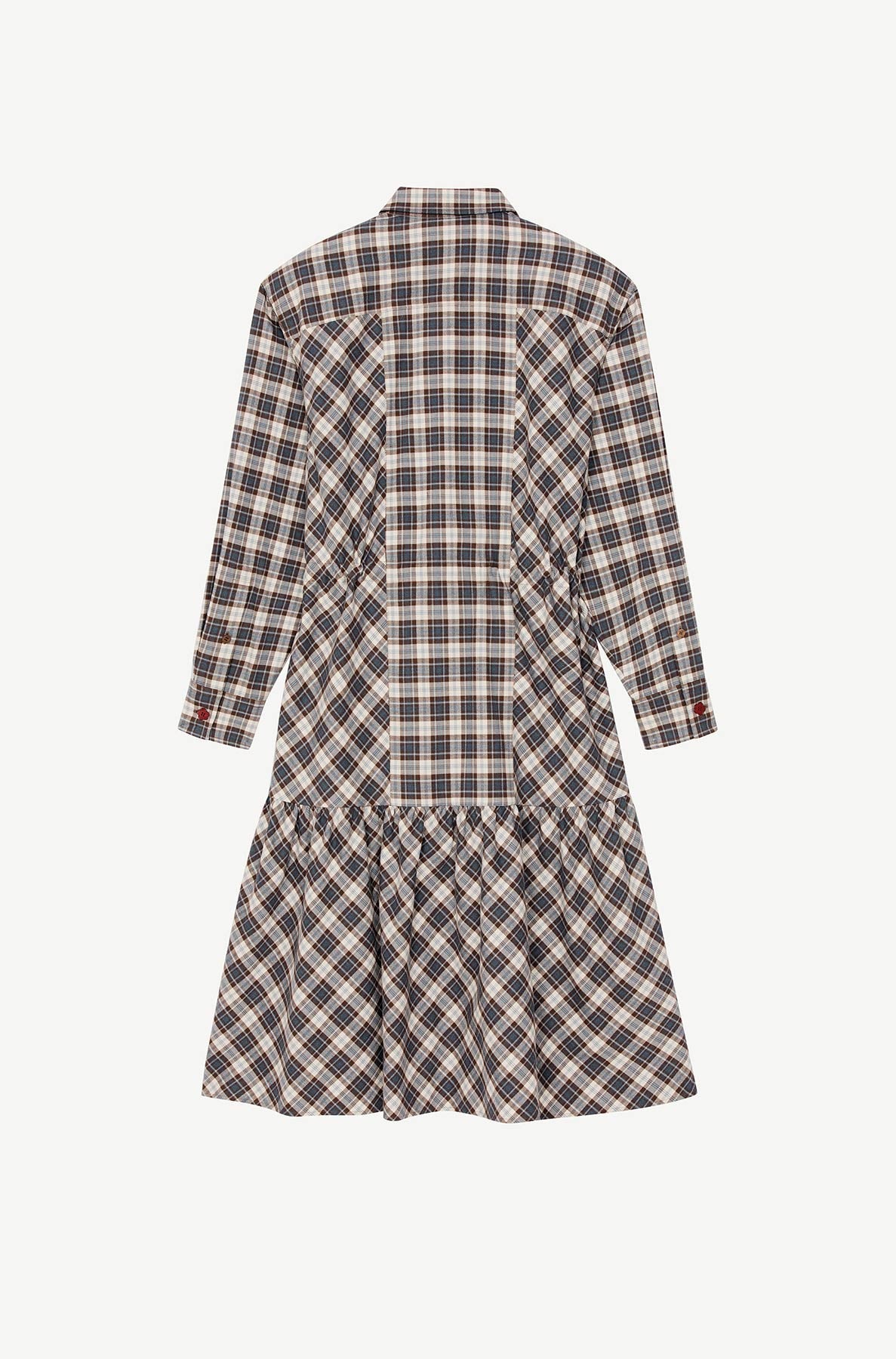 Robe chemise midi à carreaux - Moroccan Brown