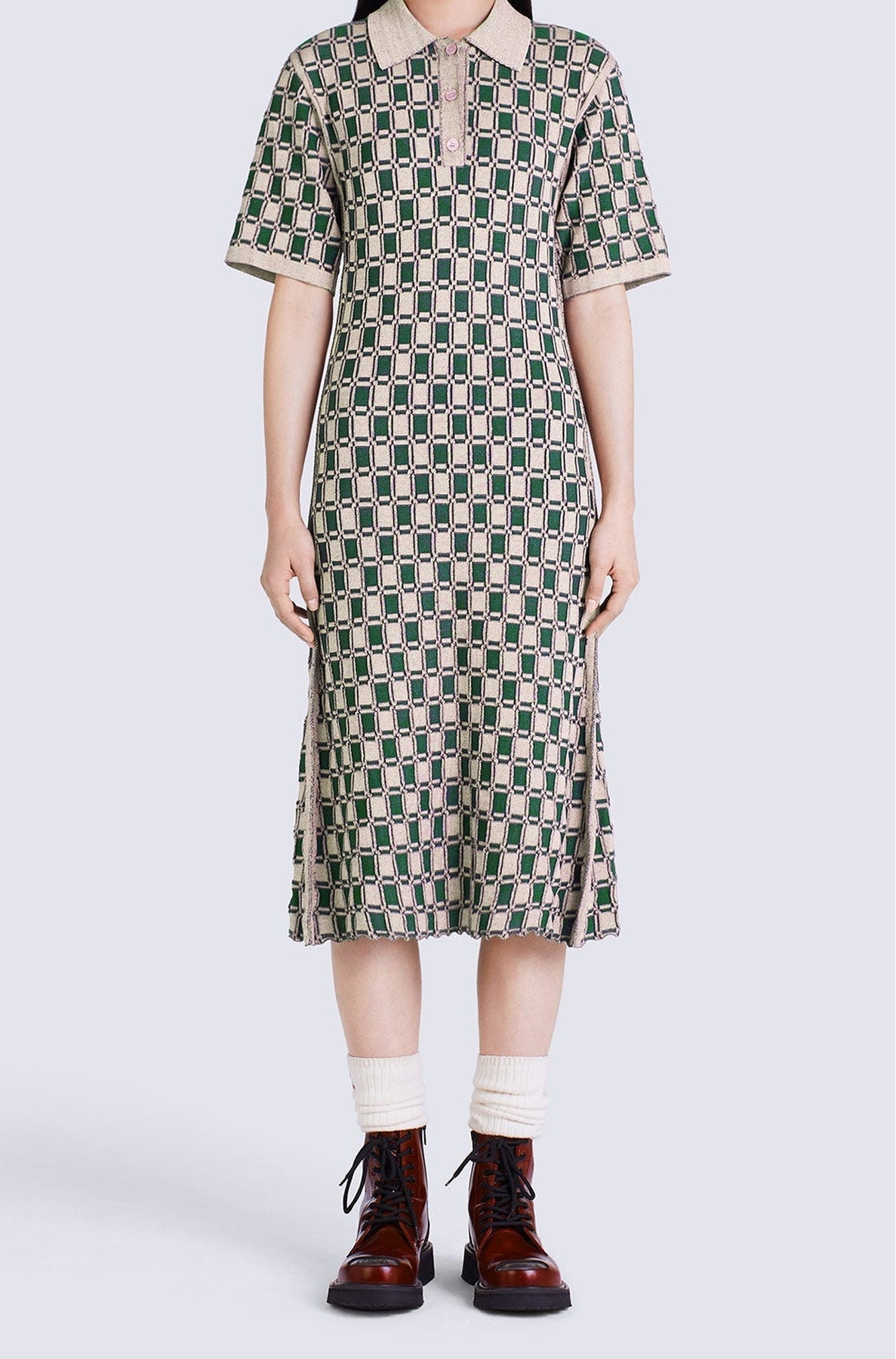 Robe polo jacquard - Rose