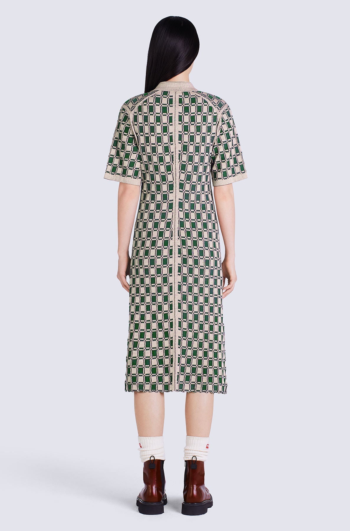 Robe polo jacquard - Rose