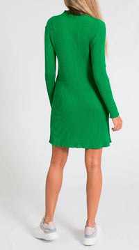 Robe ajustée et évasée unie - Grass Green
