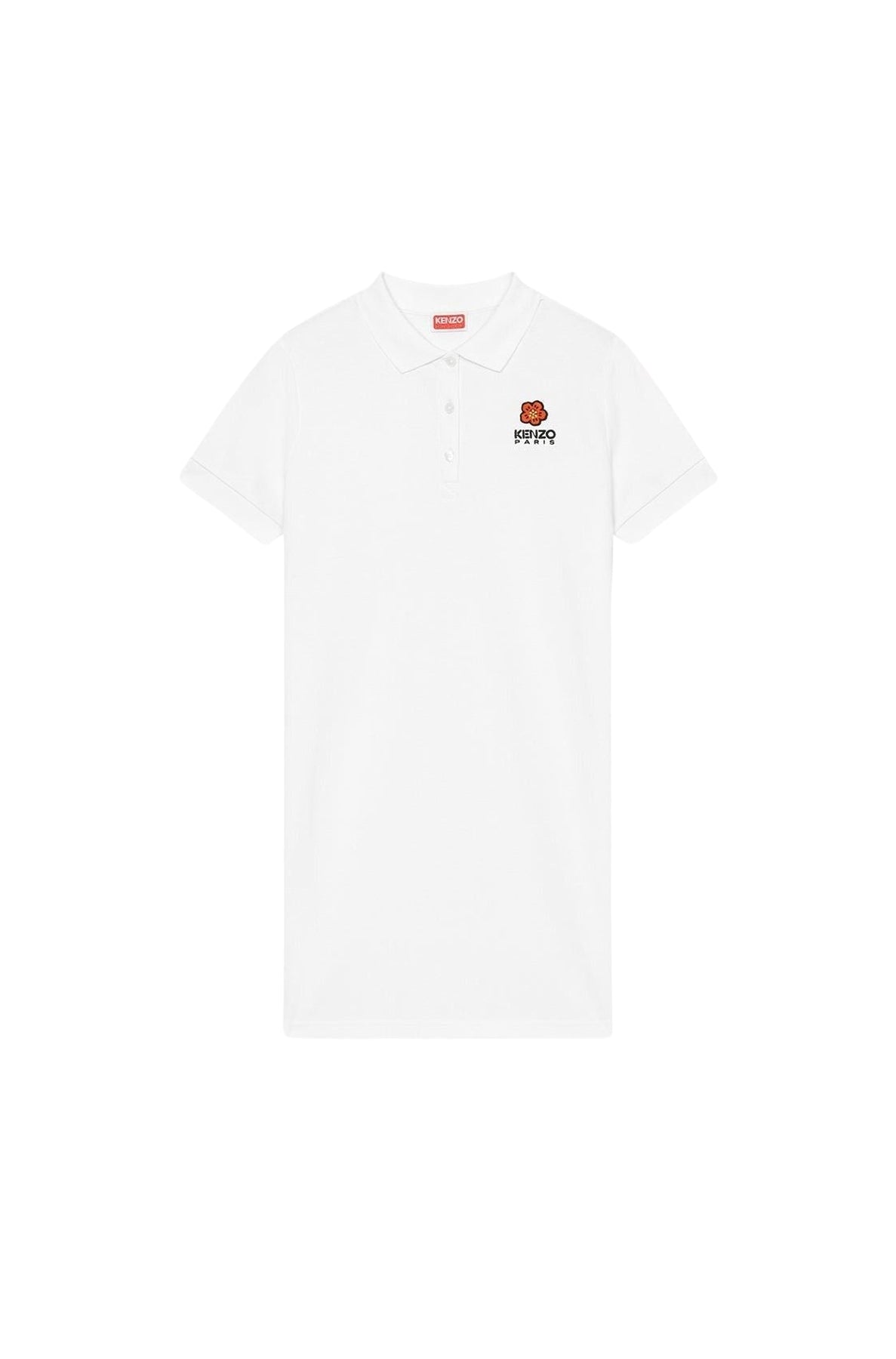 Boke Flower embroidered polo dress - White