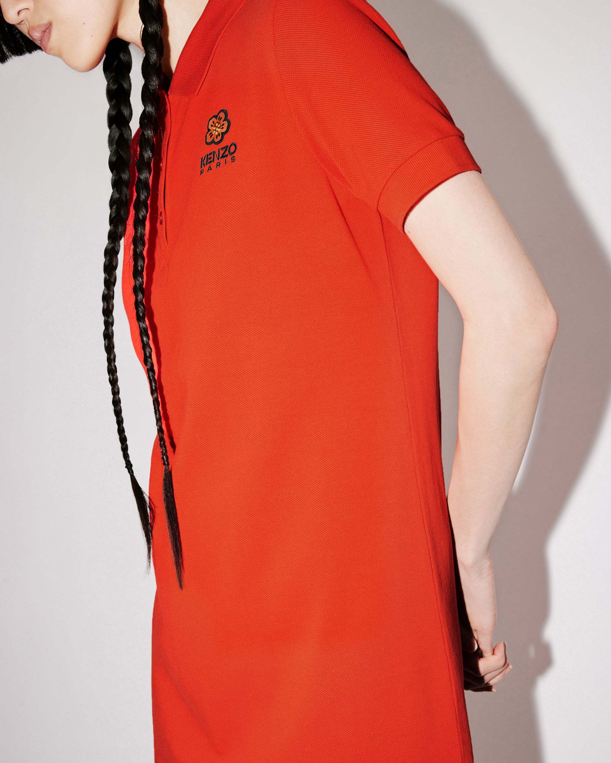 Robe polo brodée  "Boke Flower" - Medium Red