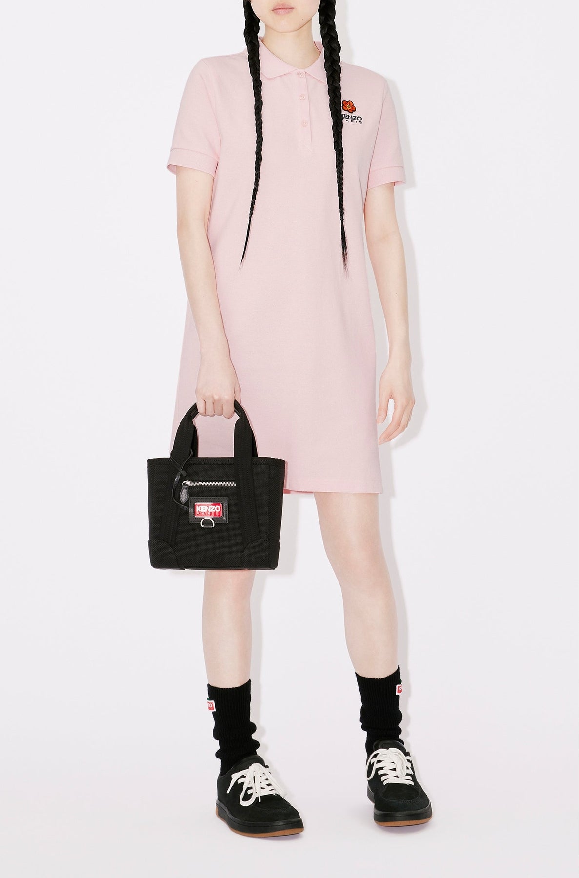 Robe polo brodée  "Boke Flower" - Faded Pink
