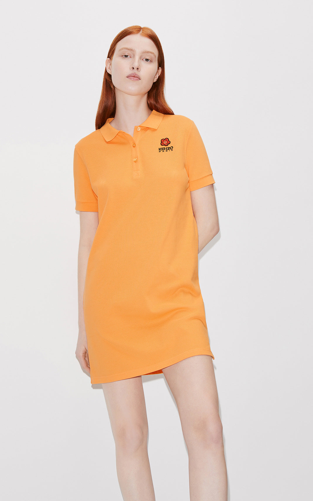 Robe polo brodée  "Boke Flower" - Apricot