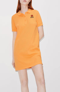 Boke Flower embroidered polo dress - Apricot