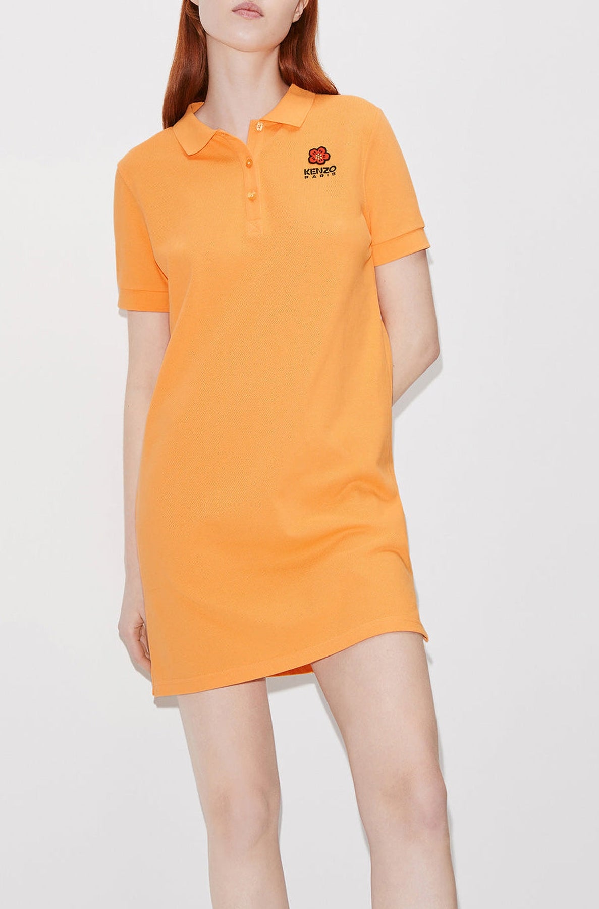 Boke Flower embroidered polo dress - Apricot