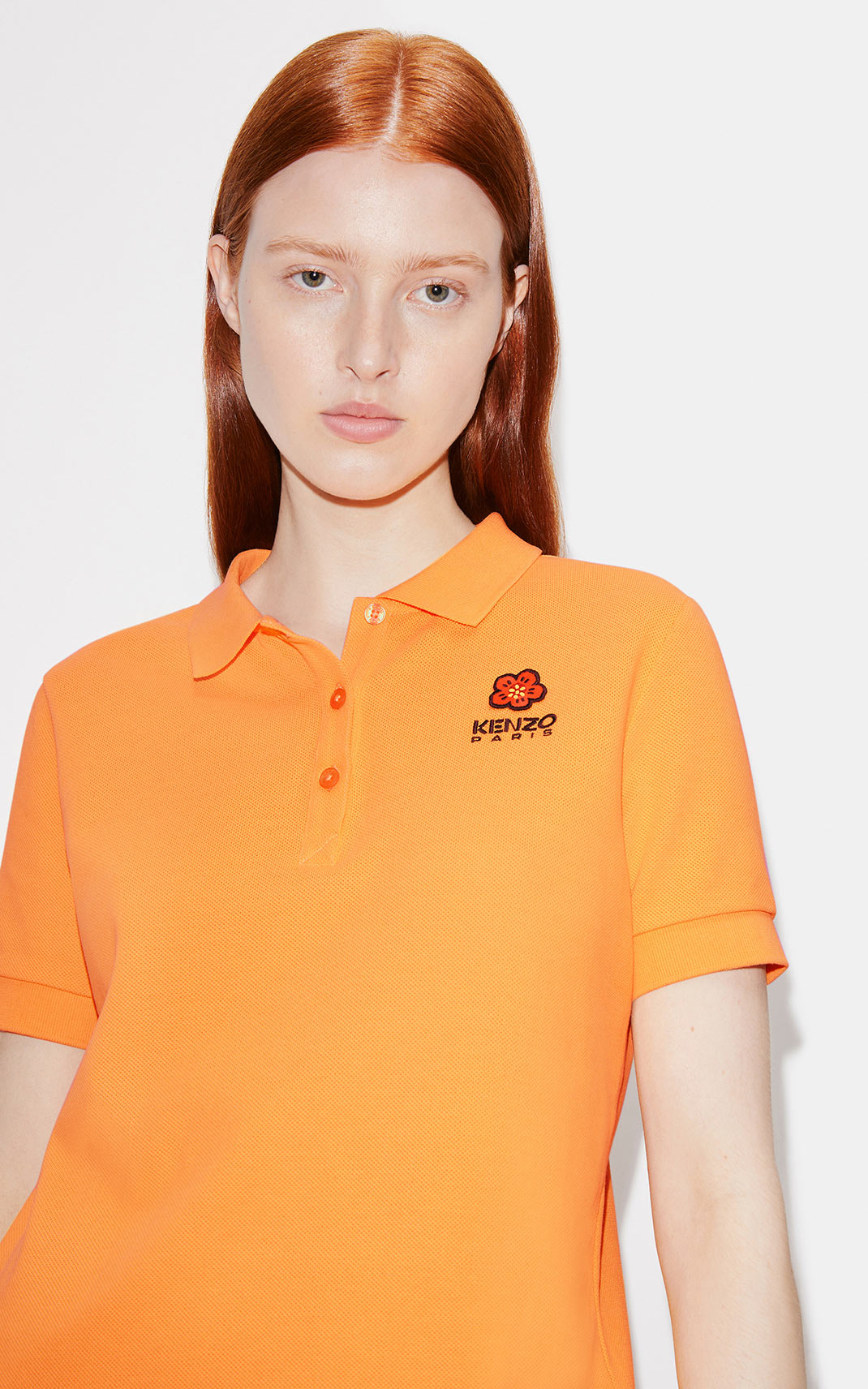 Robe polo brodée  "Boke Flower" - Apricot