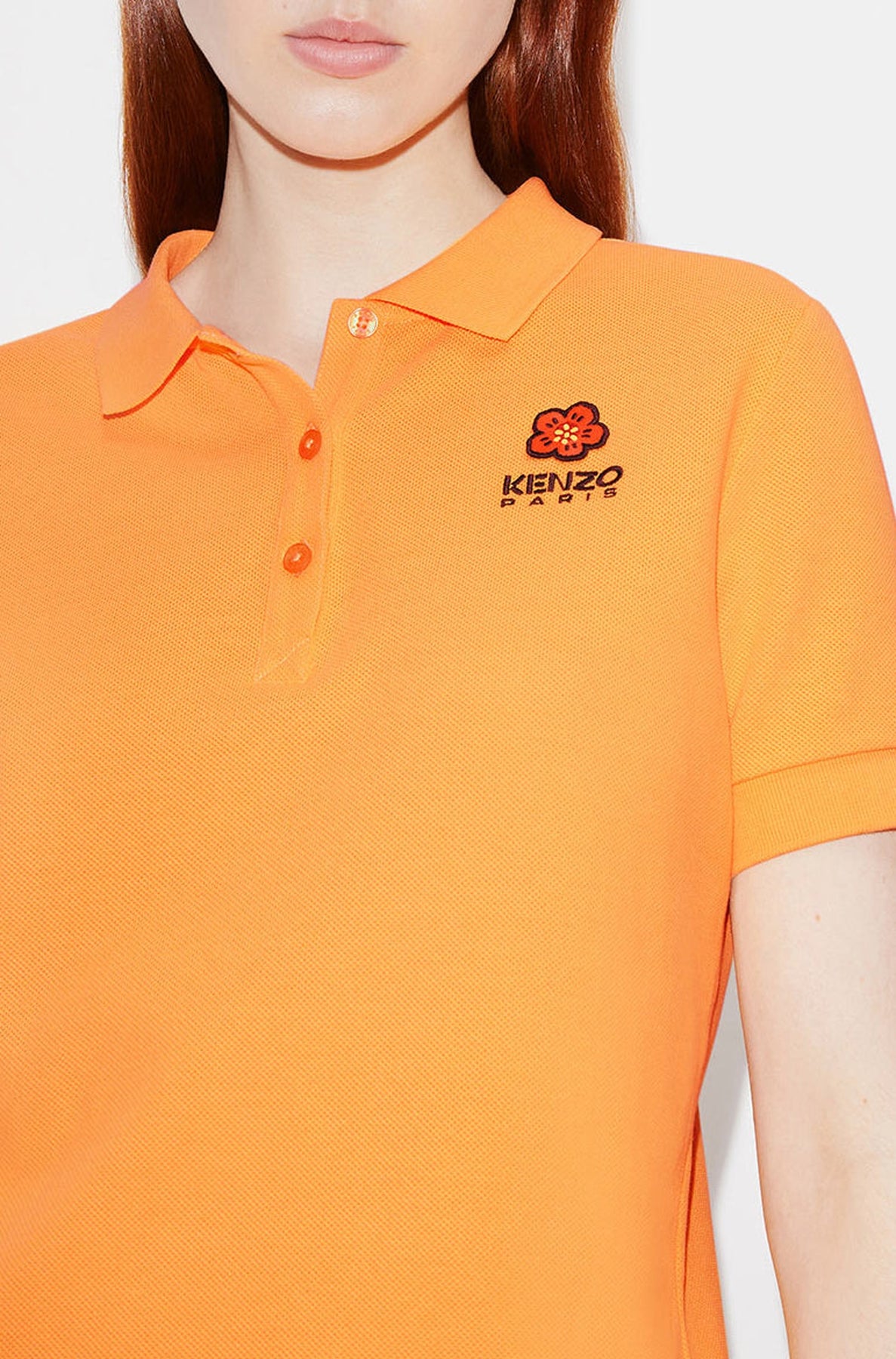 Boke Flower embroidered polo dress - Apricot