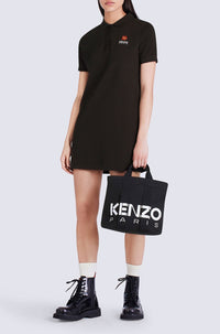 Boke Flower embroidered polo dress - Black