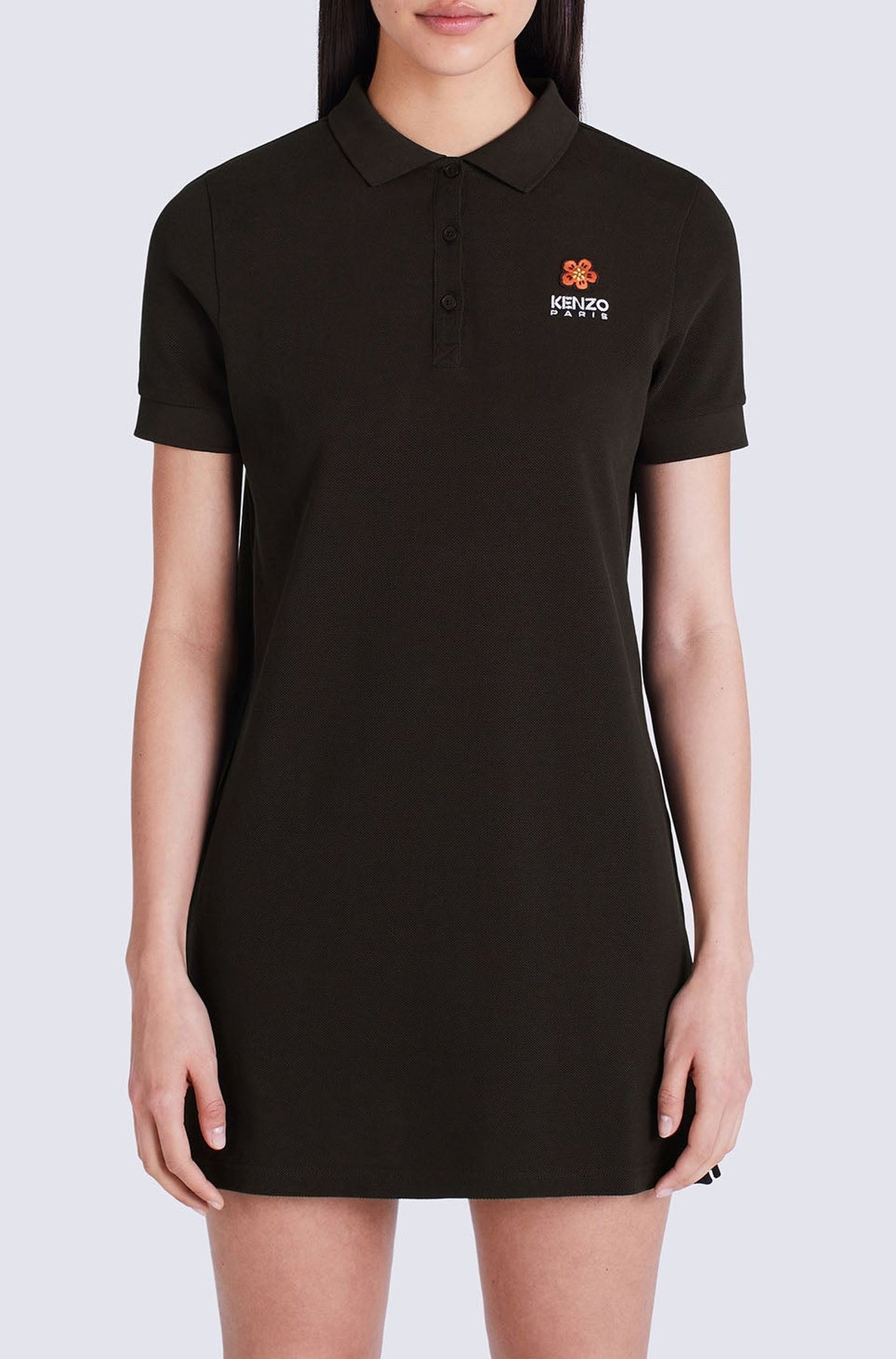 Boke Flower embroidered polo dress - Black