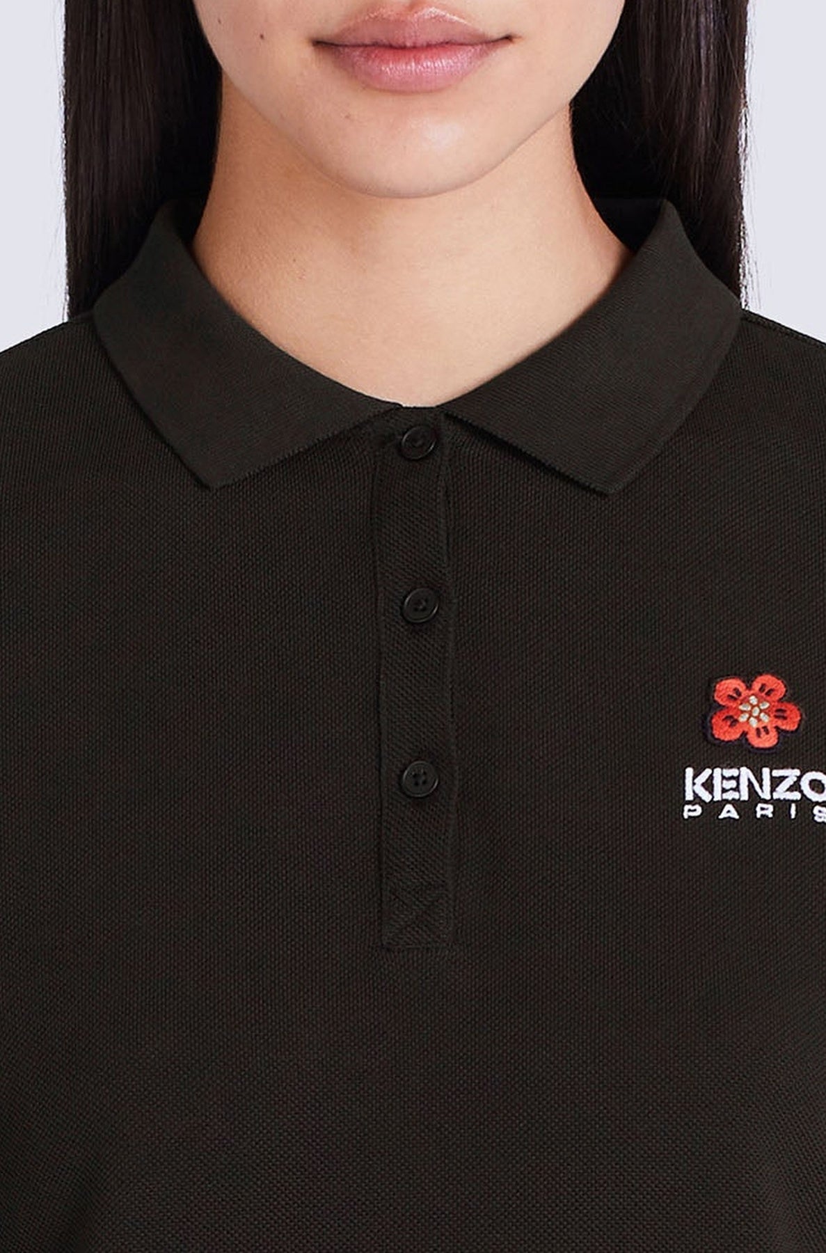 Boke Flower embroidered polo dress - Black