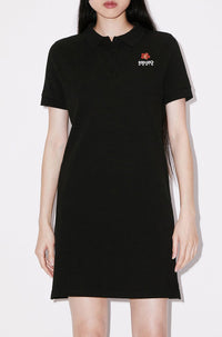Boke Flower embroidered polo dress - Black