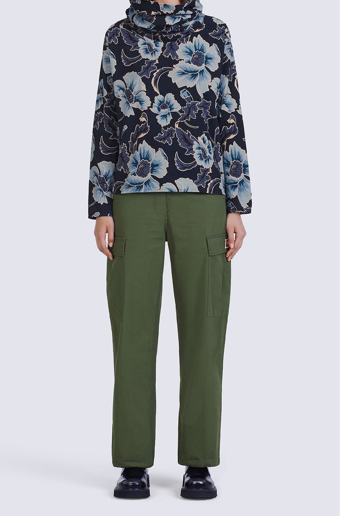 Printed Turtleneck Top