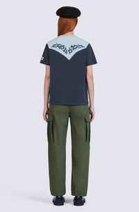 Loose Western Flower T-shirt - Midnight Blue