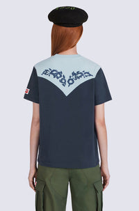 Loose Western Flower T-shirt - Midnight Blue