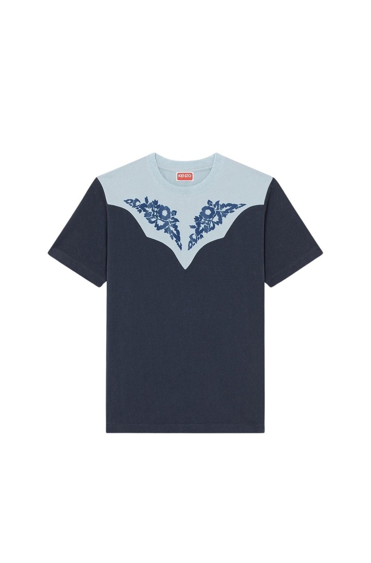 Loose Western Flower T-shirt - Midnight Blue