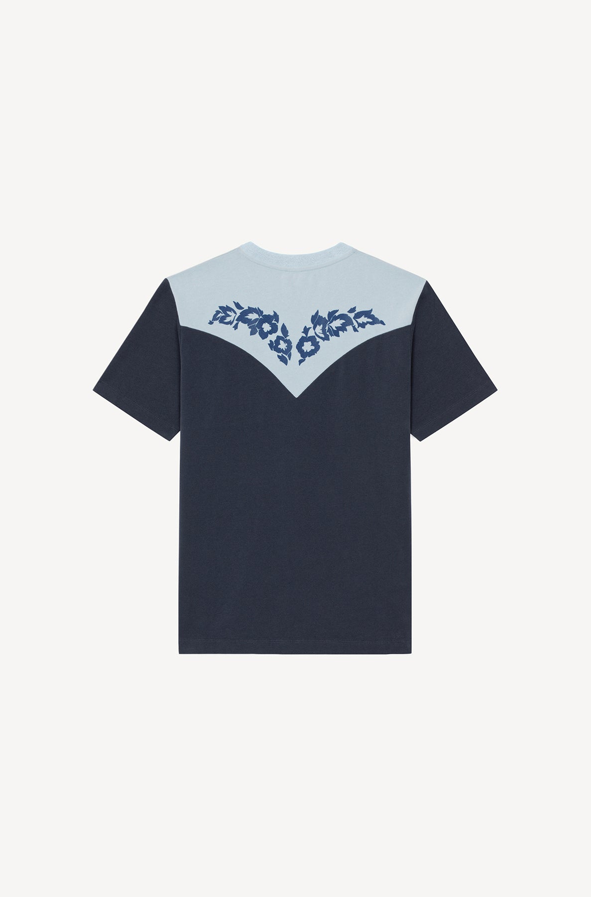 Loose Western Flower T-shirt - Midnight Blue