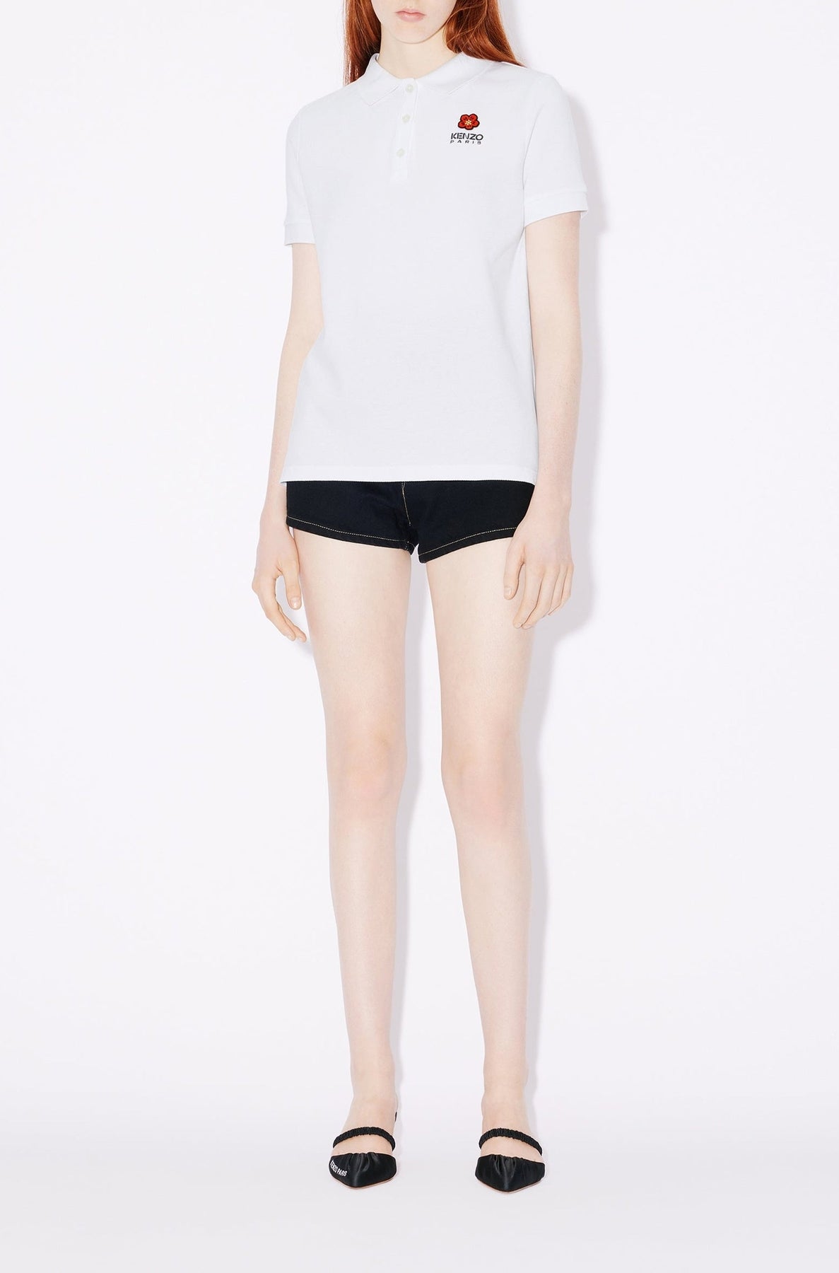 Boke Flower embroidered polo shirt - White