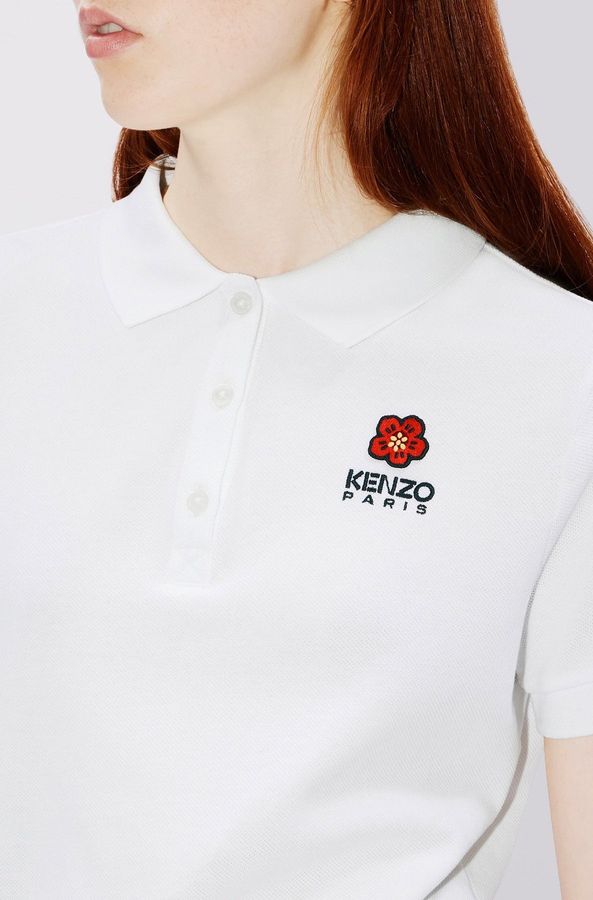 Boke Flower embroidered polo shirt - White