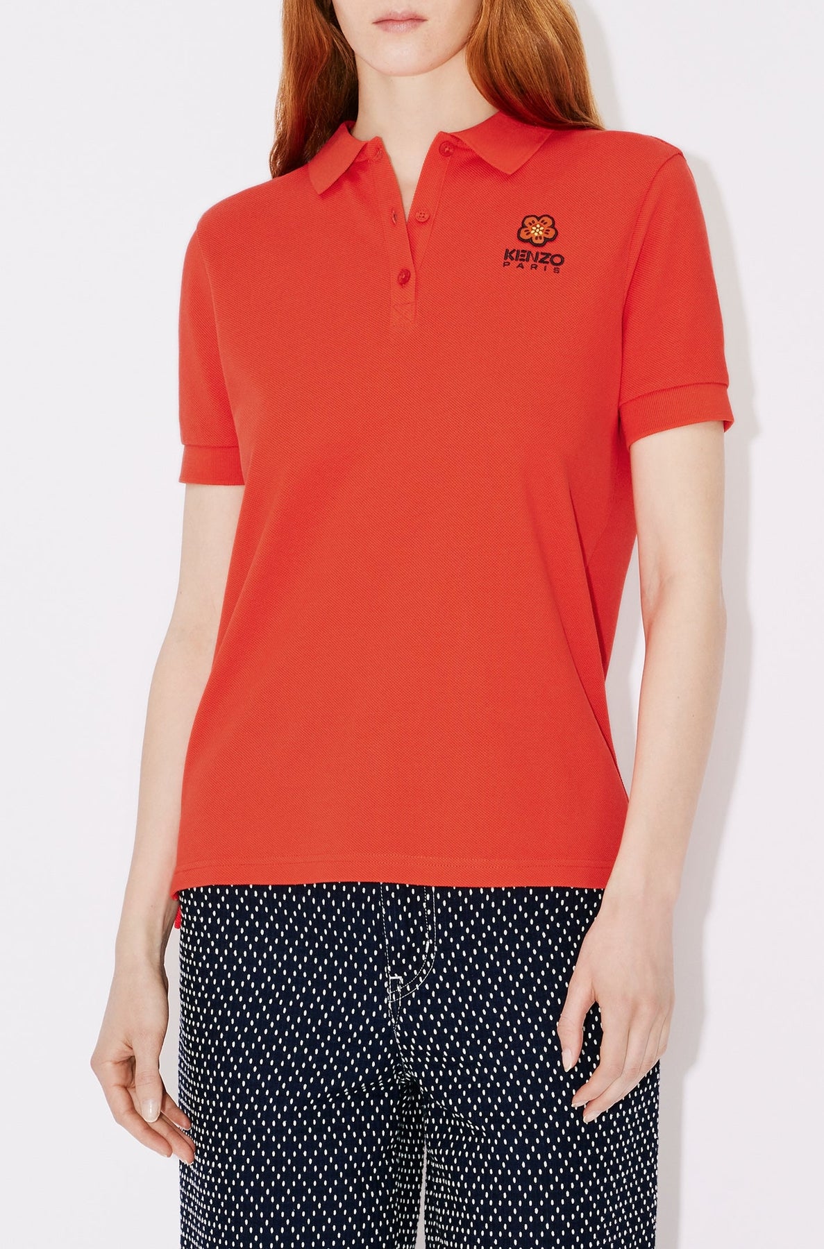 Polo brodé "Boke Flower" - Medium Red