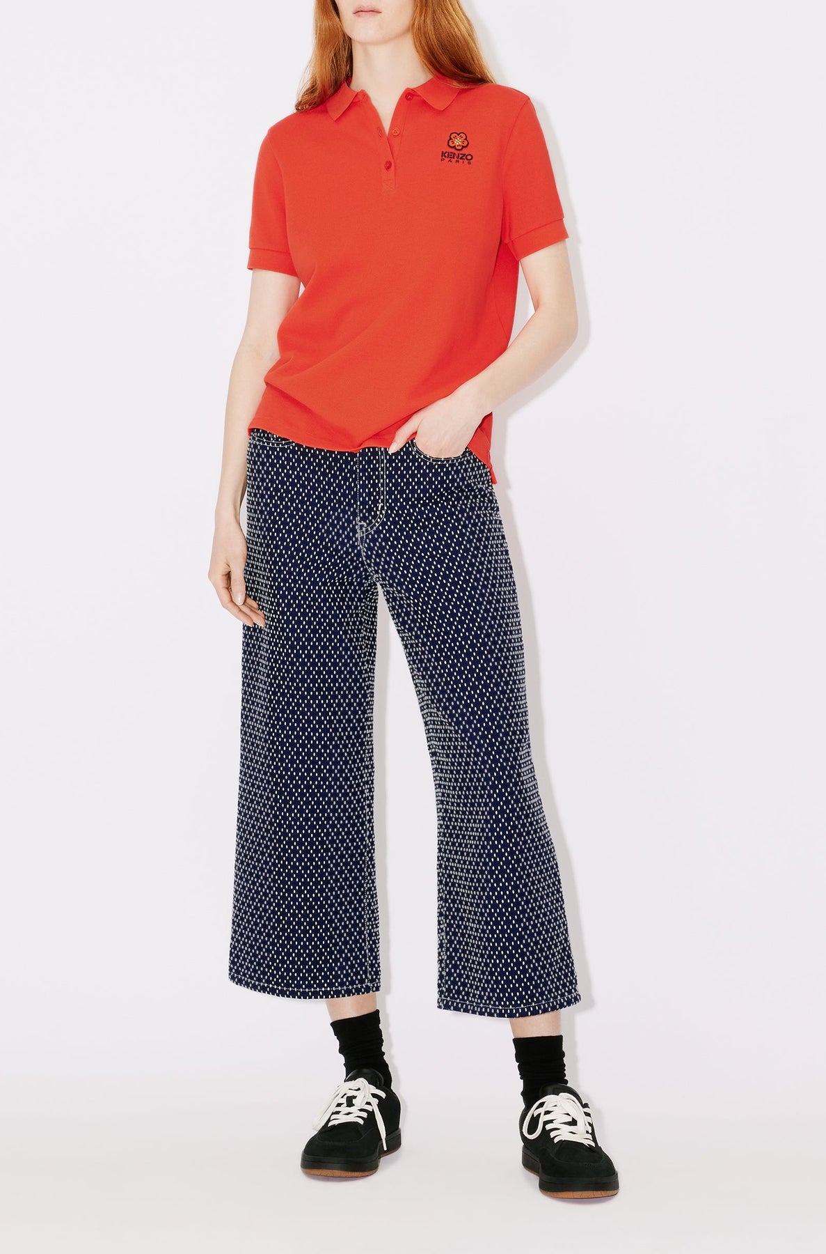 Polo brodé "Boke Flower" - Medium Red