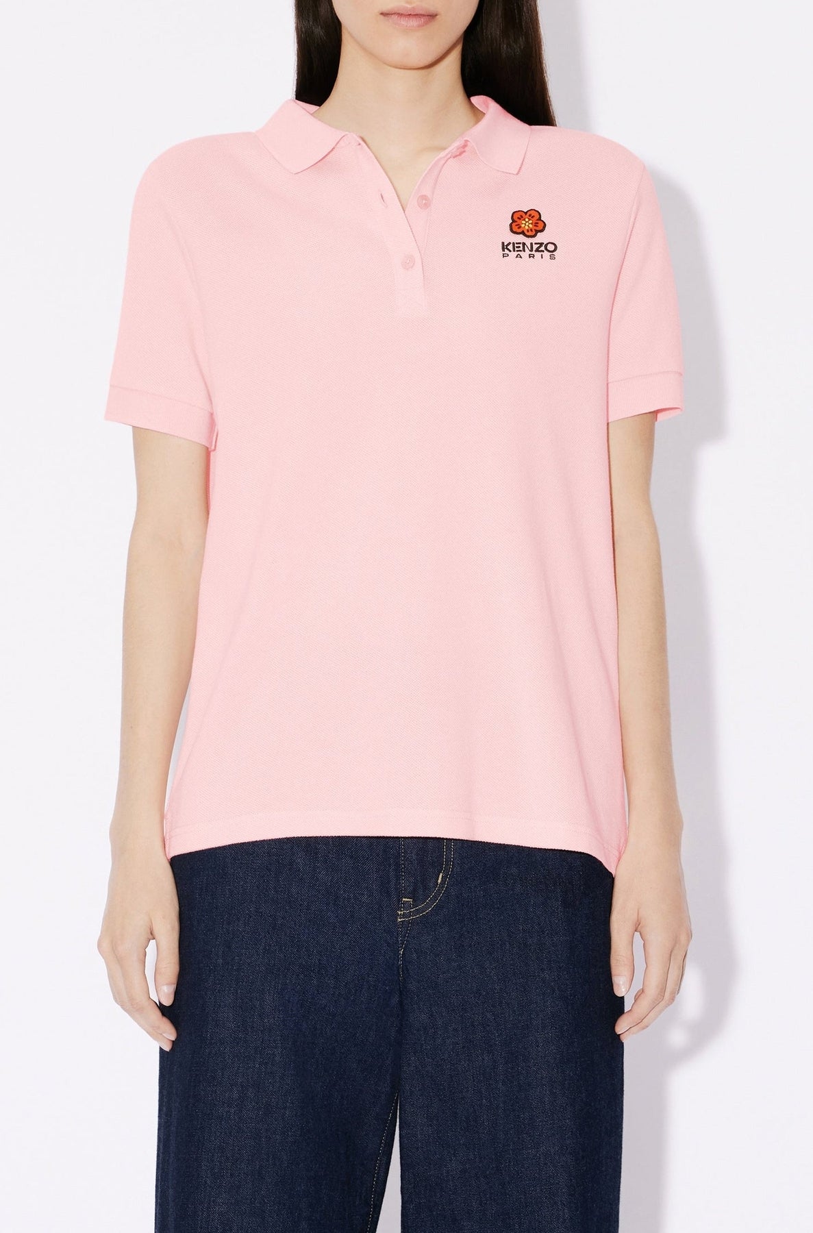 Boke Flower embroidered polo shirt - Faded Pink