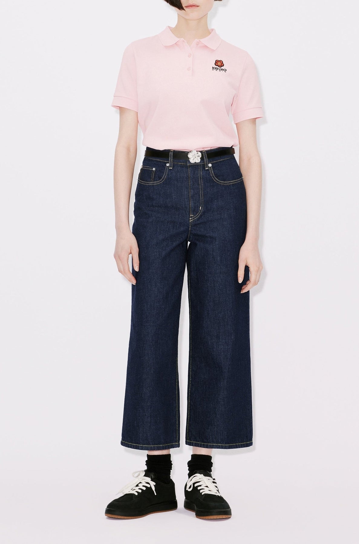 Boke Flower embroidered polo shirt - Faded Pink