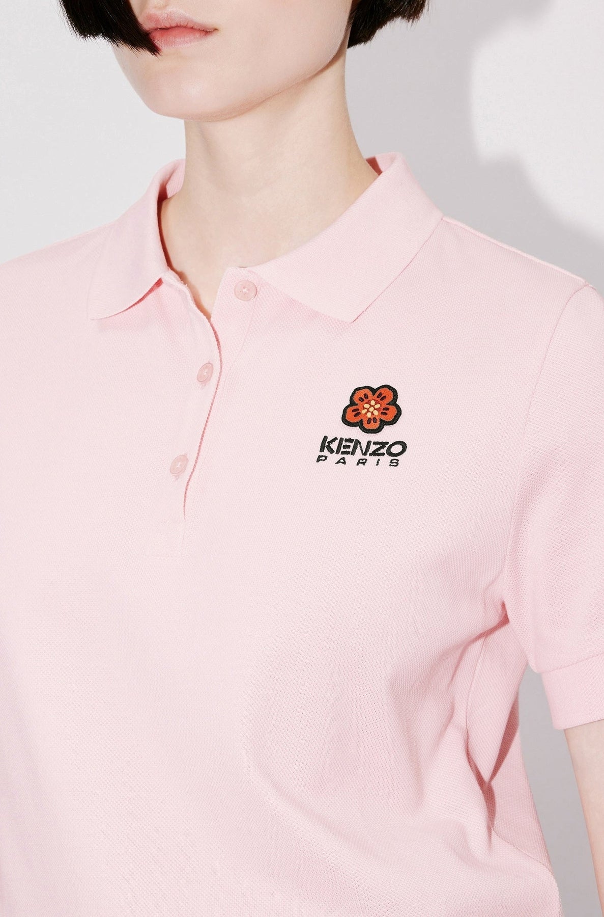 Boke Flower embroidered polo shirt - Faded Pink