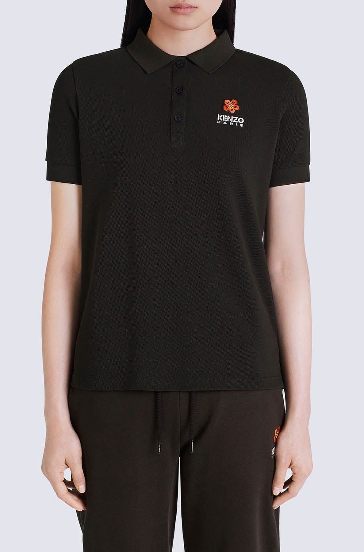 Boke Flower embroidered polo shirt - Black