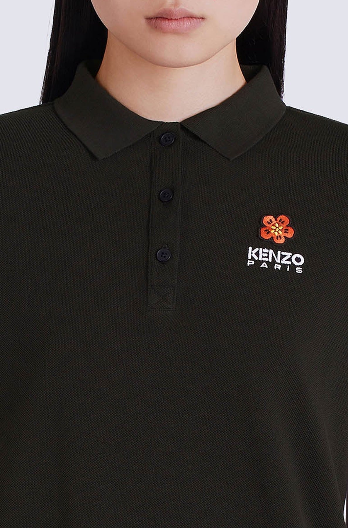 Boke Flower embroidered polo shirt - Black