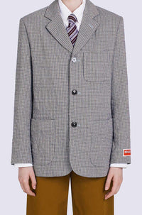 Blazer à carreaux en laine - Sky Blue