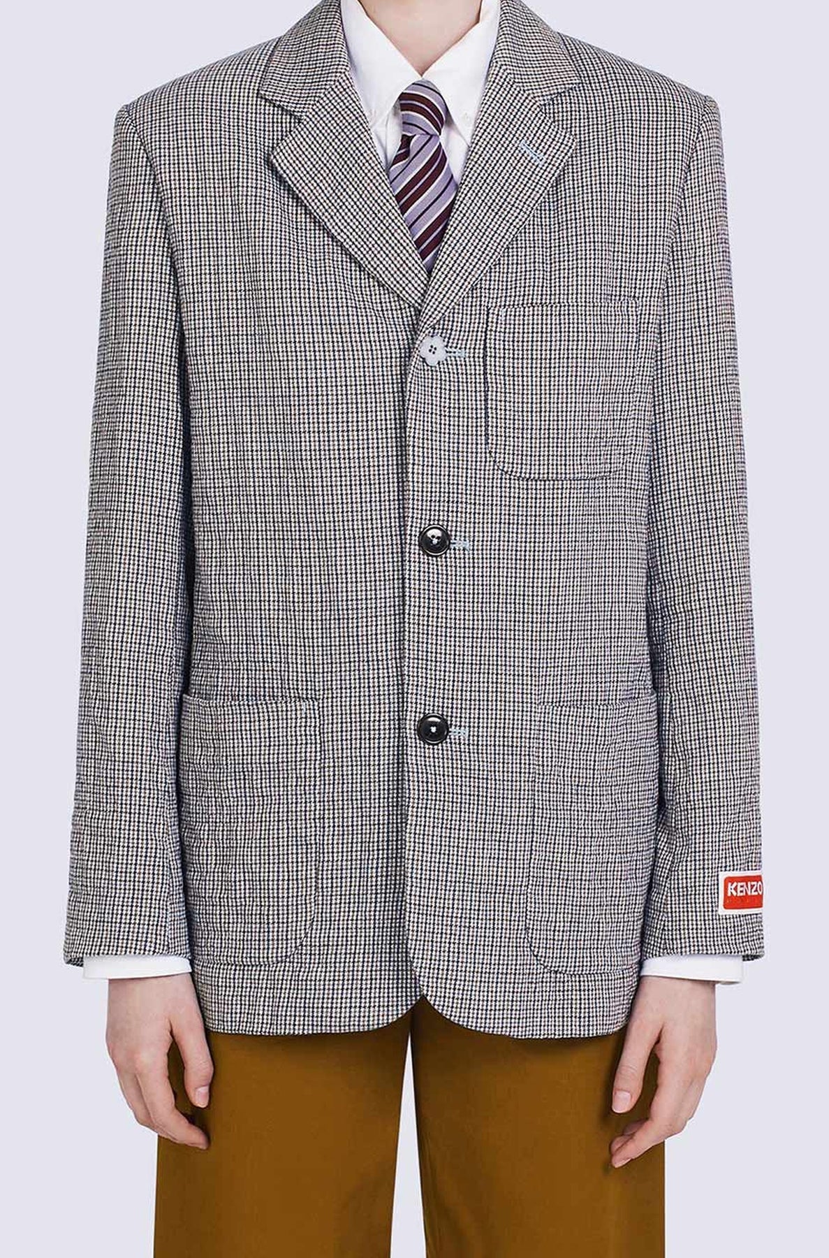 Blazer à carreaux en laine - Sky Blue