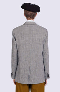 Blazer à carreaux en laine - Sky Blue