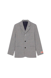 Blazer à carreaux en laine - Sky Blue