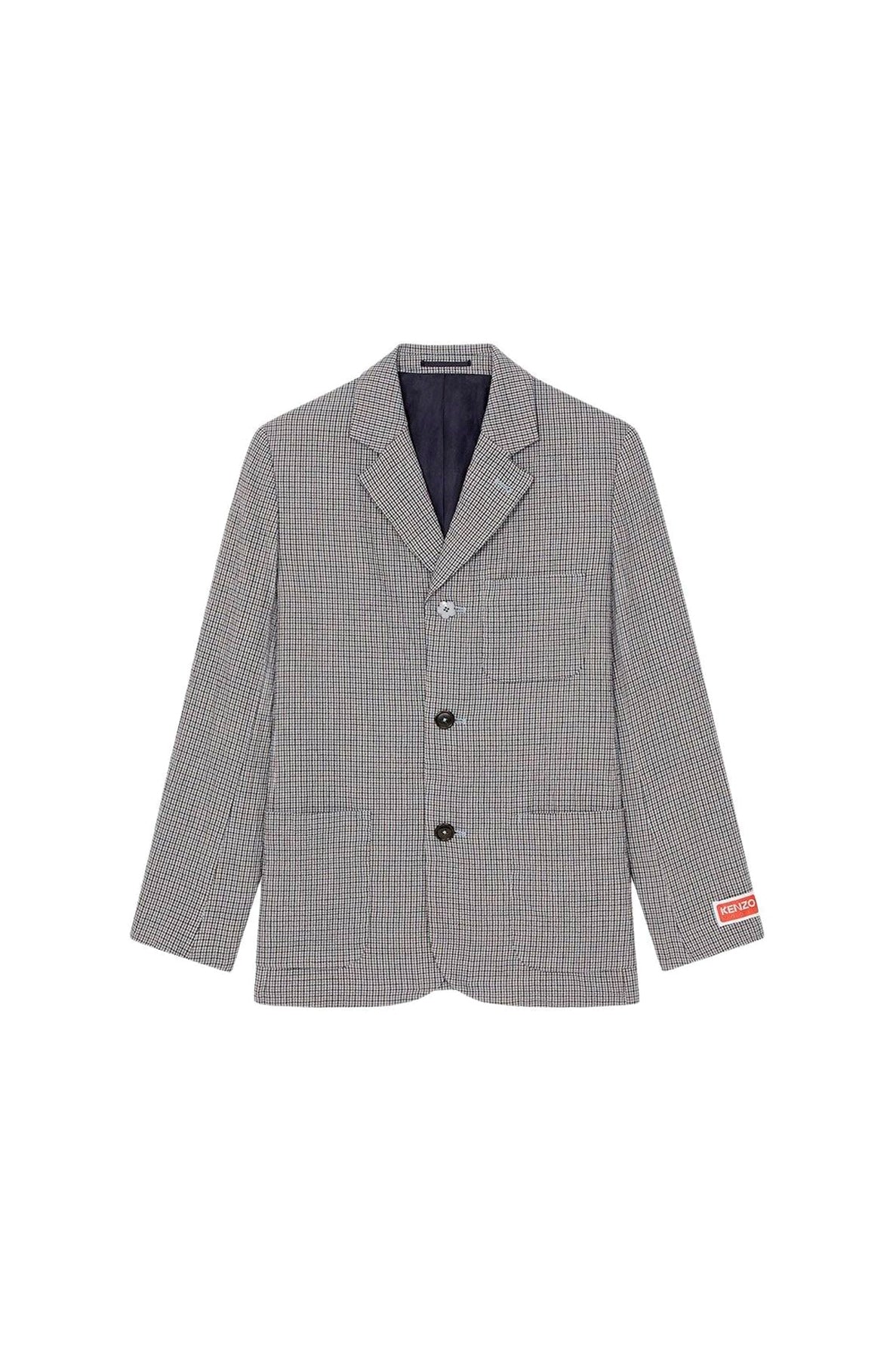 Blazer à carreaux en laine - Sky Blue