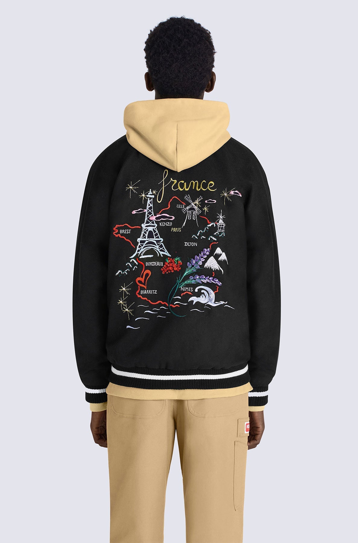 Bomber réversible France Japan en laine - Black