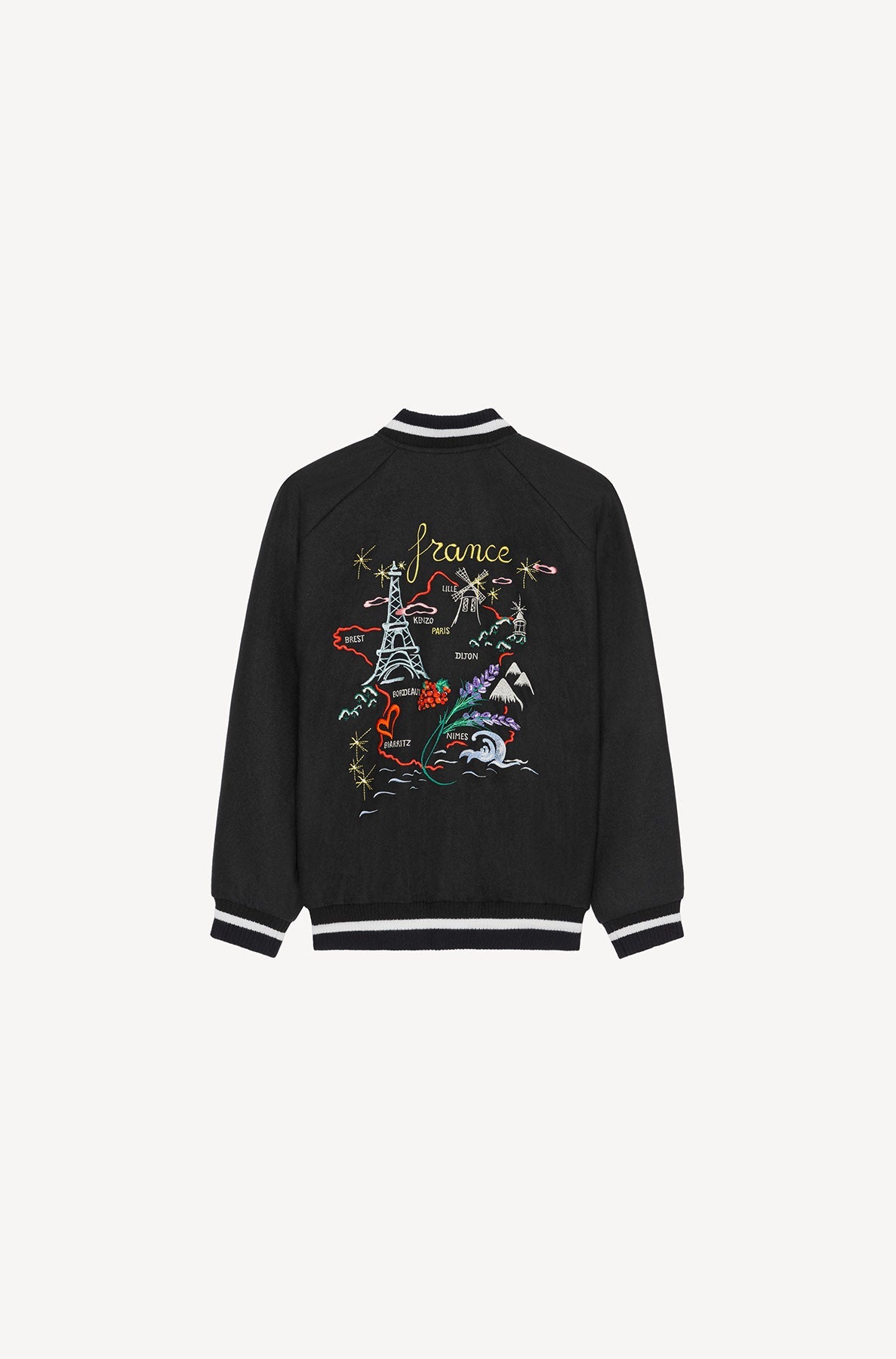 Bomber réversible France Japan en laine - Black