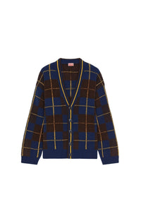 Wool check cardigan - Midnight Blue