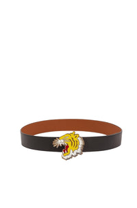 Ceinture large réversible Tiger Varsity en cuir - Black