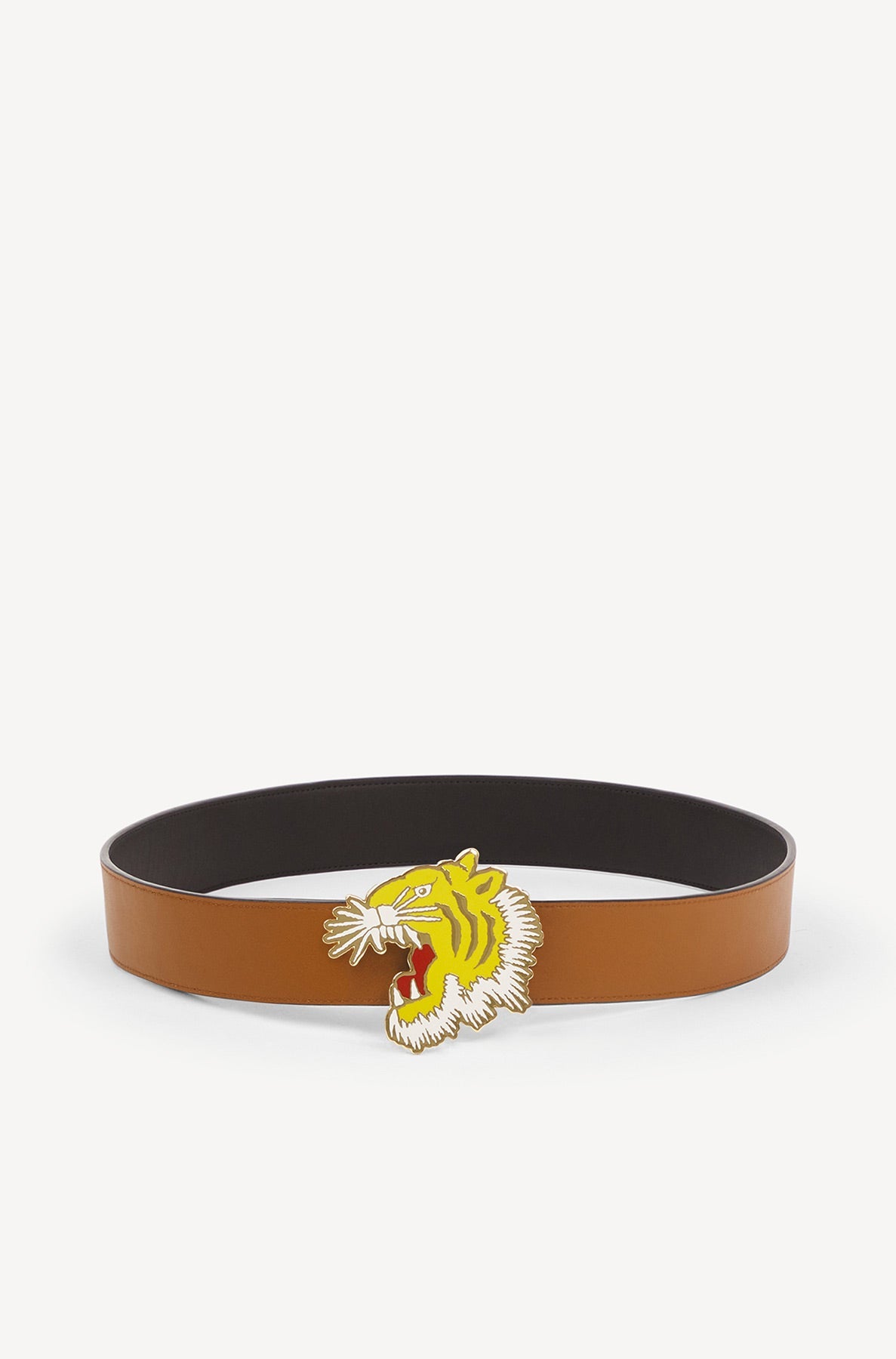 Ceinture large réversible Tiger Varsity en cuir - Black