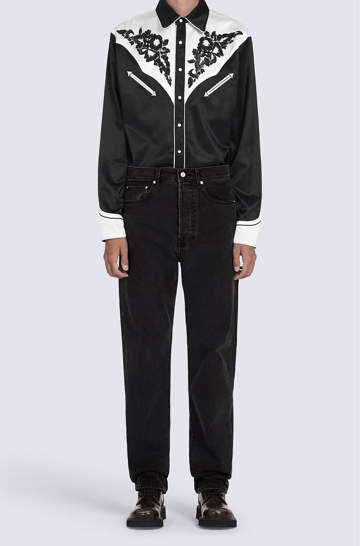 Chemise casual Western Flower - Black