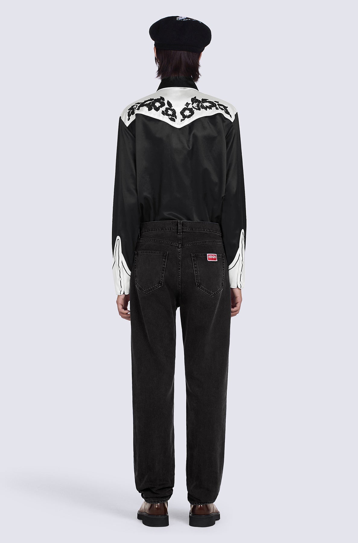 Chemise casual Western Flower - Black