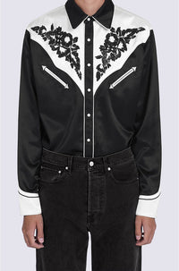 Chemise casual Western Flower - Black