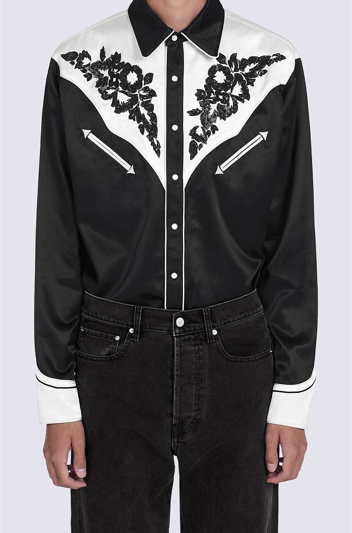 Chemise casual Western Flower - Black