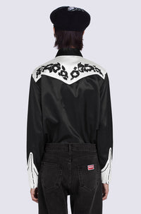 Chemise casual Western Flower - Black