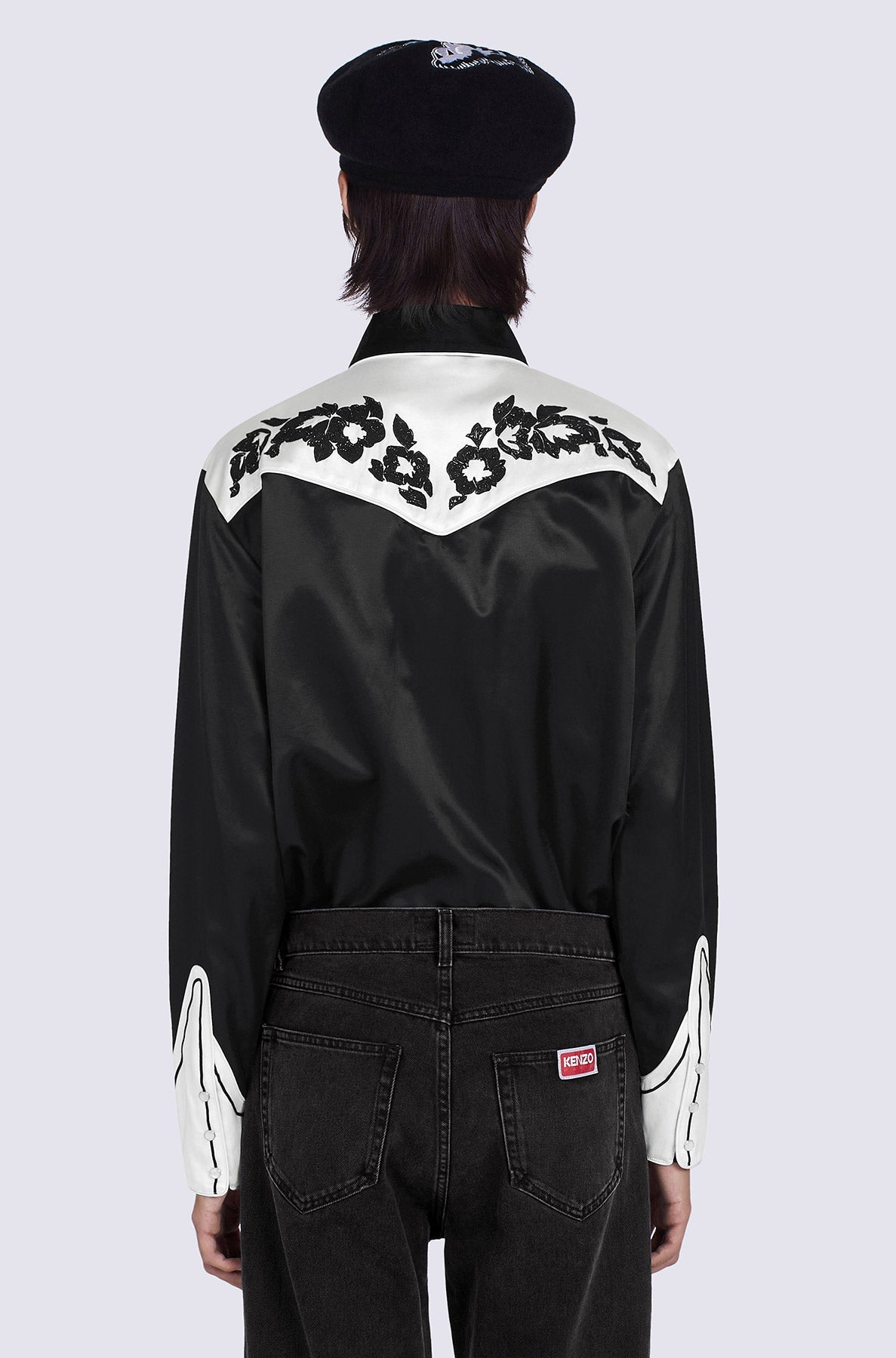 Chemise casual Western Flower - Black