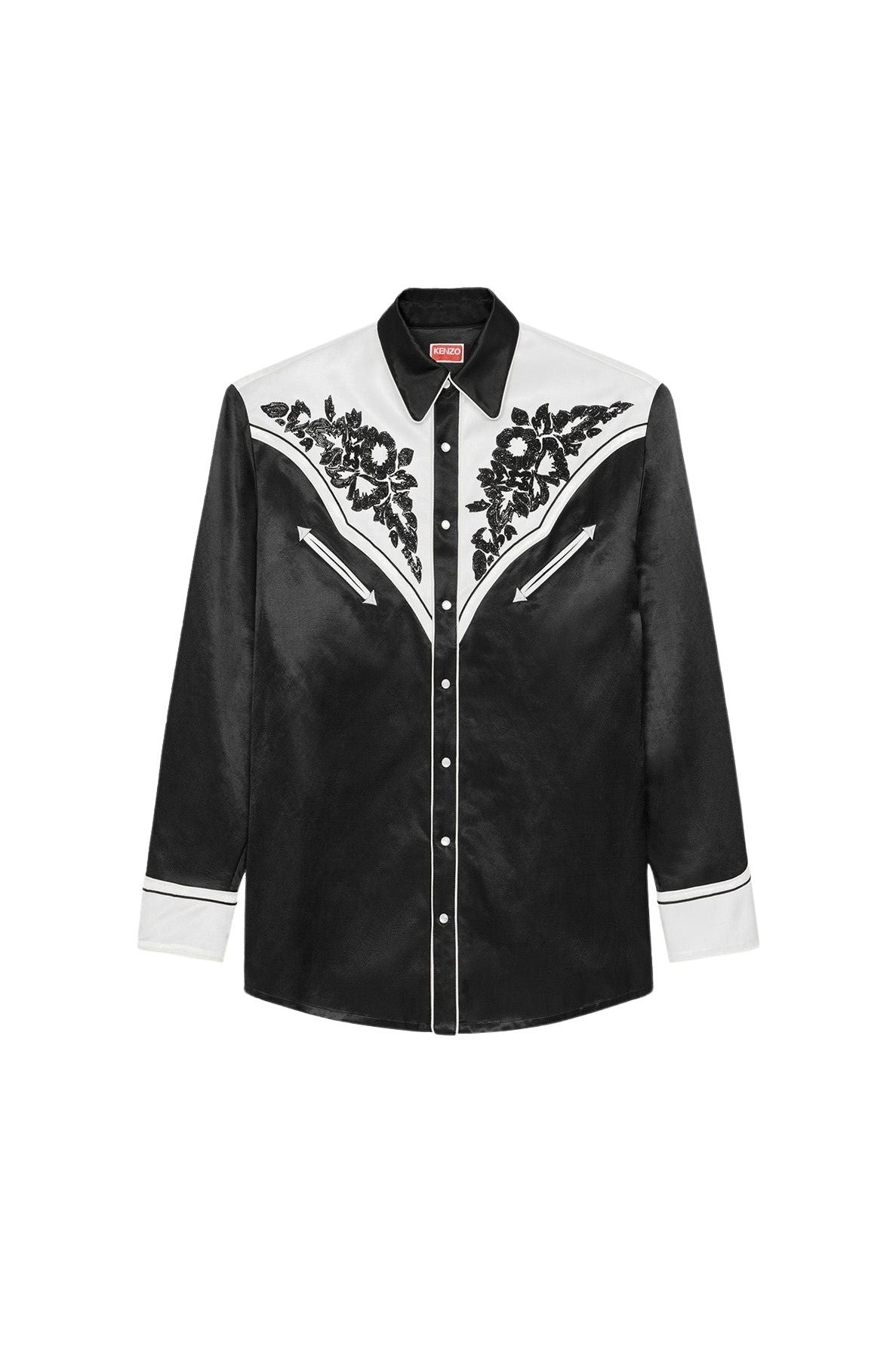 Chemise casual Western Flower - Black