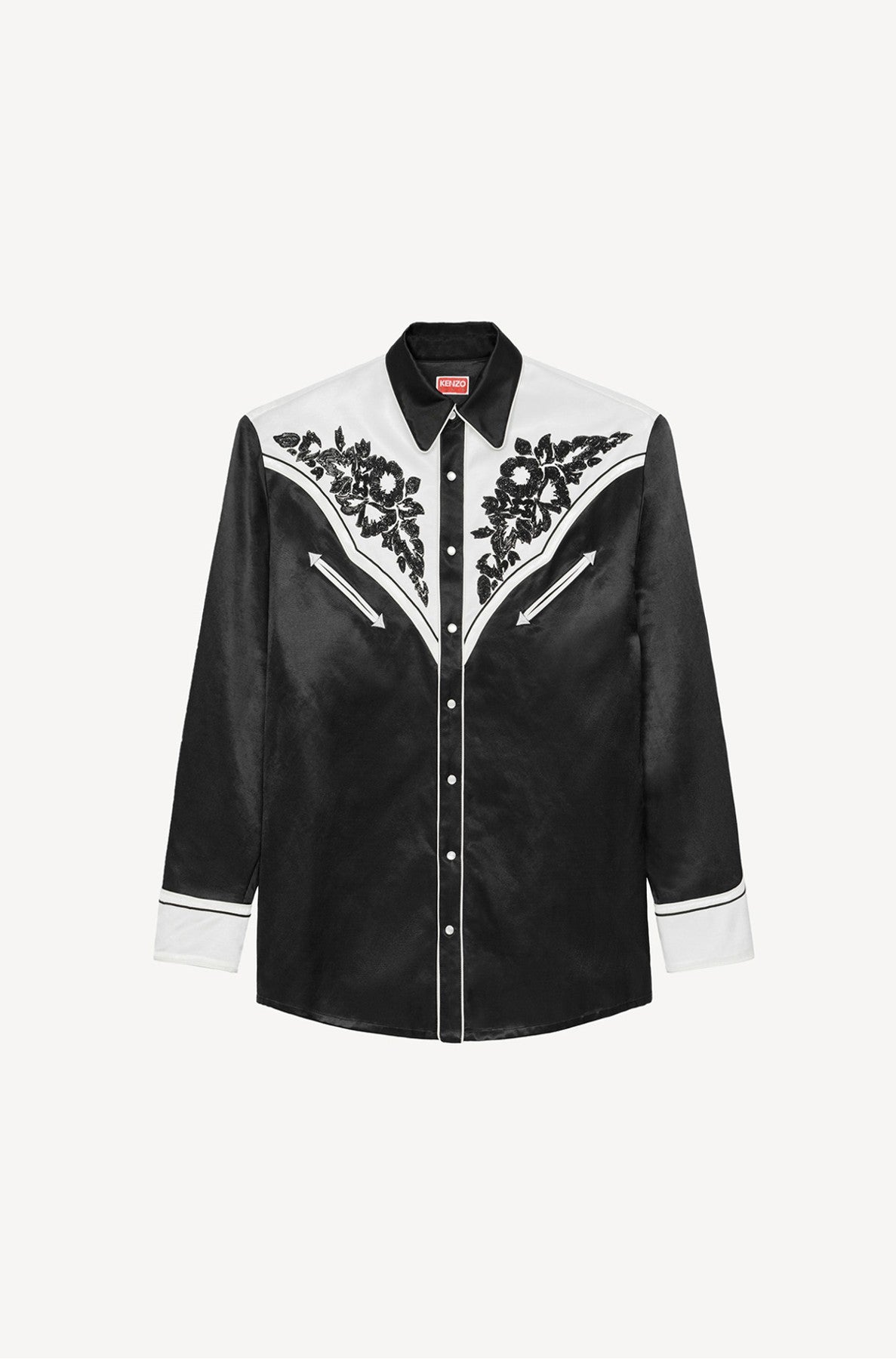 Chemise casual Western Flower - Black