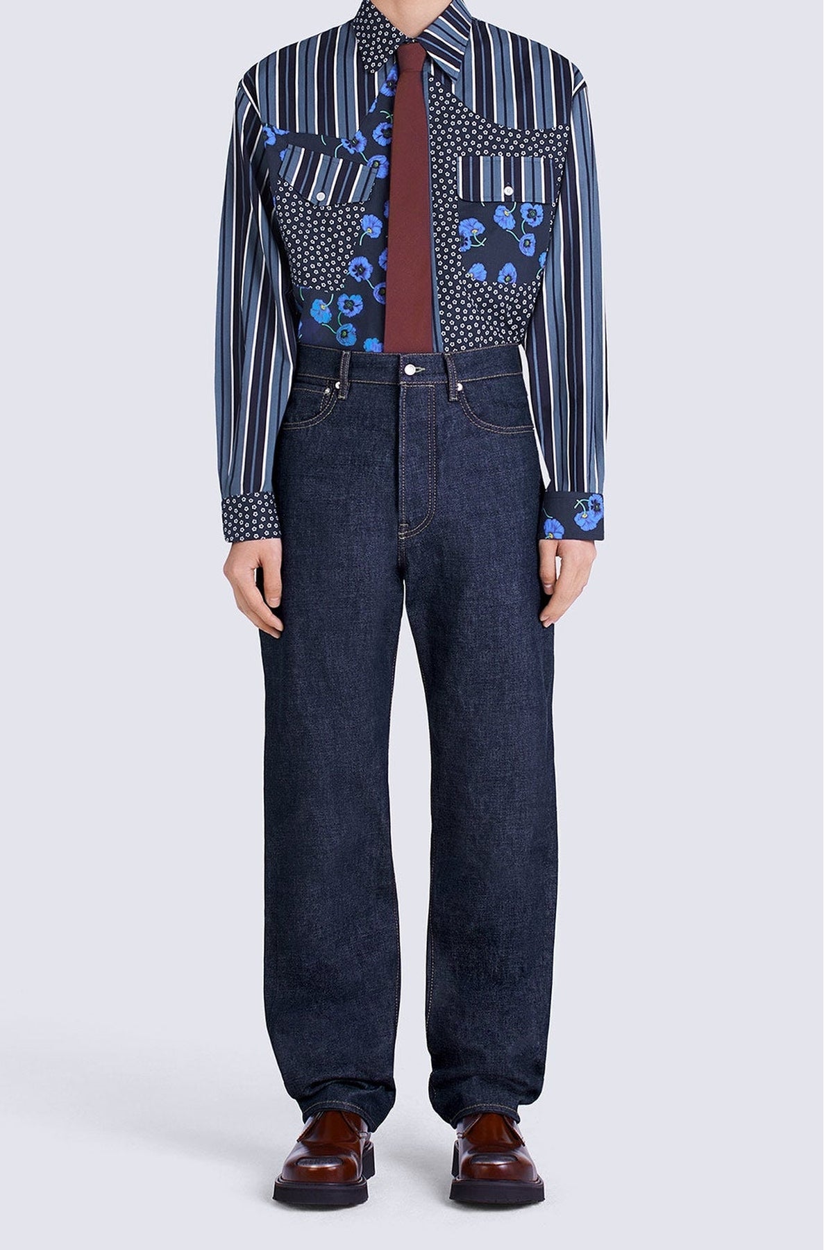 Jean droit Asagao - Blue Black