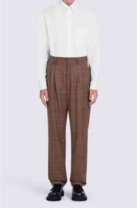 Pantalon de tailleur plissé à carreaux en laine - Rose